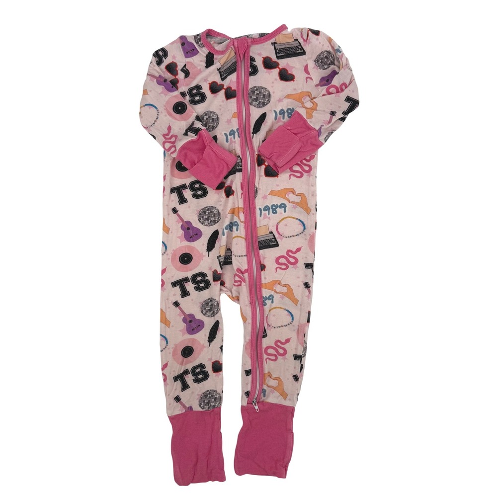 C&M Designs Bamboo Sleeper 18/24M Pink 1989 Pop Icon Good Two-Way Zip Pajamas
